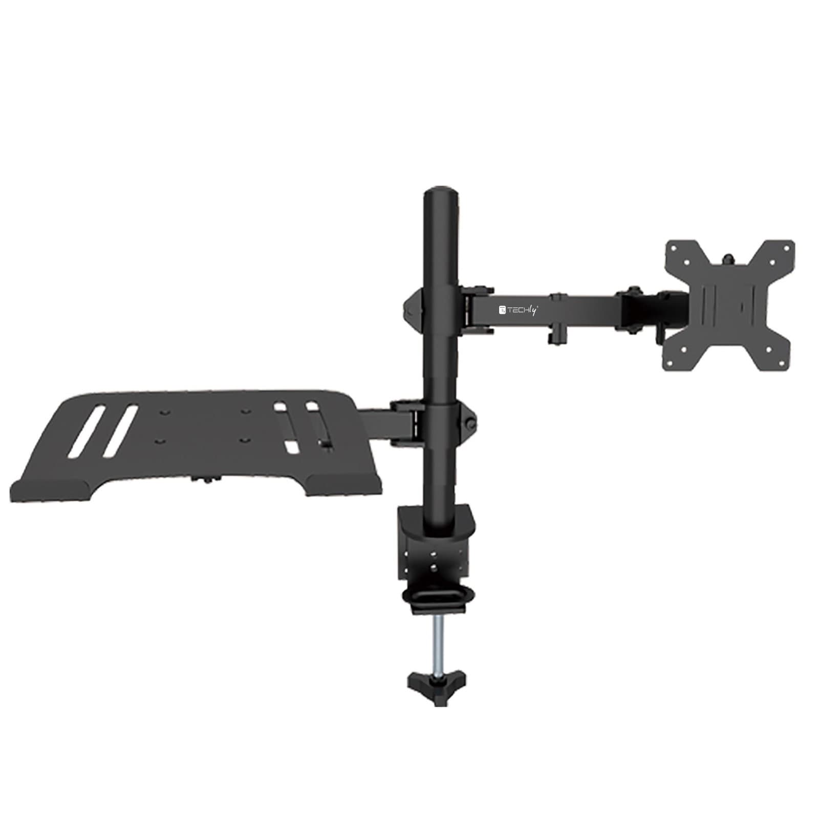 Supporto da Scrivania Braccio per Monitor 13-32" e Mensola per Laptop - Techly ICA-LCD 174NB