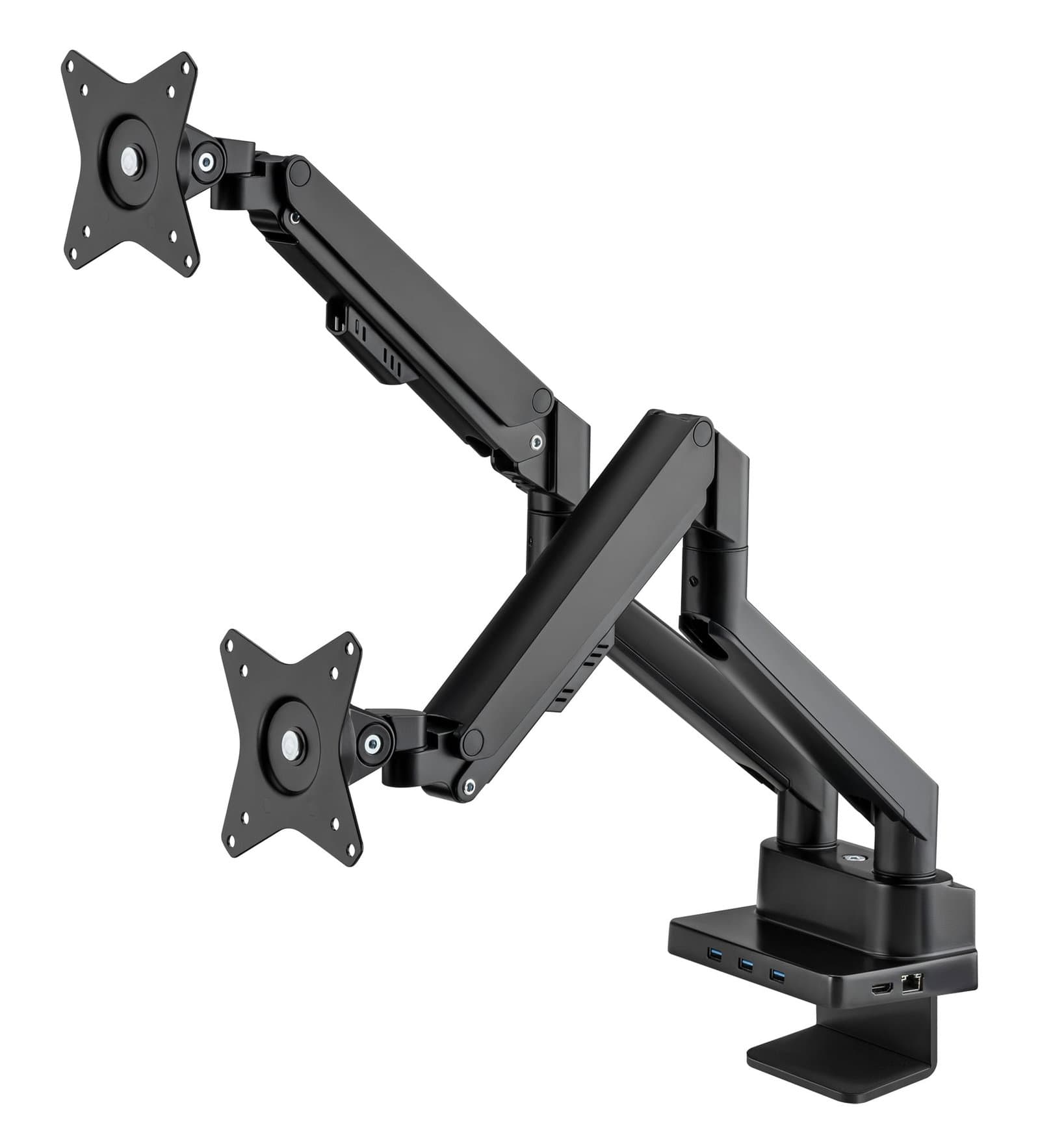 Supporto Scrivania Doppio Monitor 17-32" Molla Gas Docking Station 8-in-1 - Manhattan ICA-LCD DUAL-DOCKMH