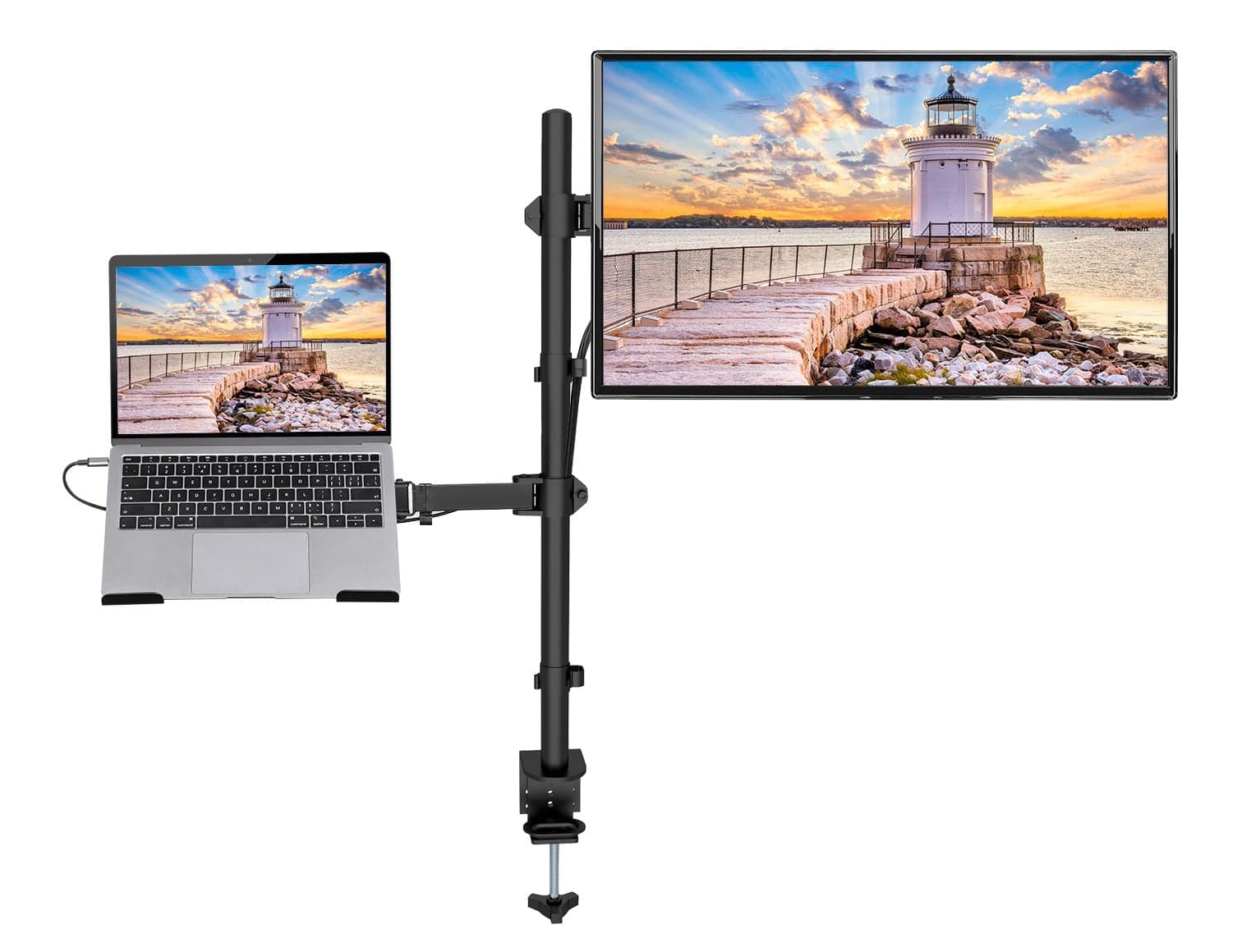 Supporto da Scrivania Braccio per Monitor 13-32" e Mensola per Laptop - Manhattan ICA-LCD NTB136