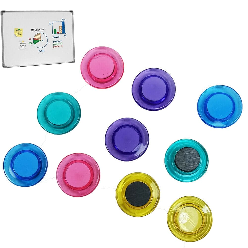Calamite per Lavagna Magnetica Magneti Trasparenti Colorati 10 pz - Techly ICA-MAG 30MIX