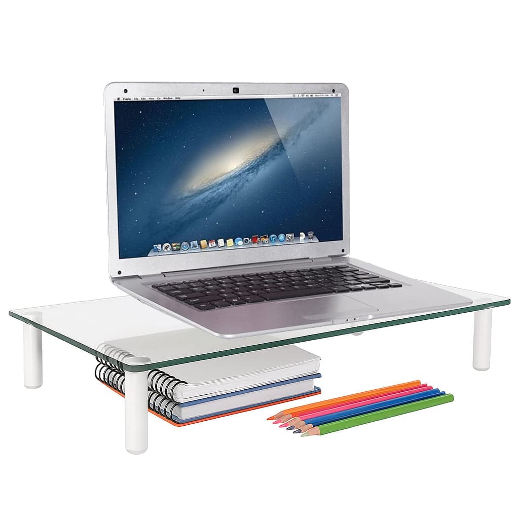 Ripiano universale in vetro trasparente per monitor laptop notebook - Techly ICA-MS 461