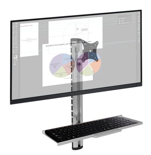 Postazione di lavoro a parete con supporto monitor e ripiano tastiera - Techly ICA-PLW 01