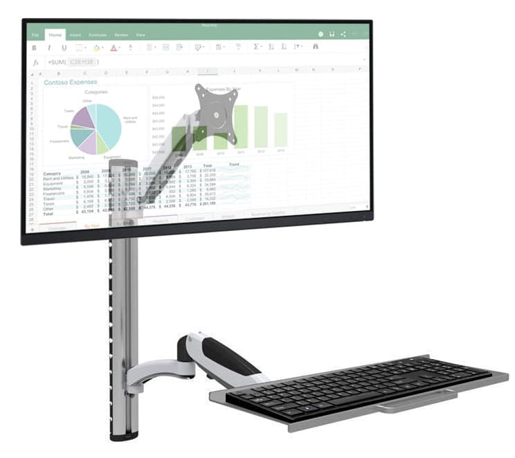 Postazione di lavoro a parete con supporto monitor e ripiano tastiera estensibile - Techly ICA-PLW 02