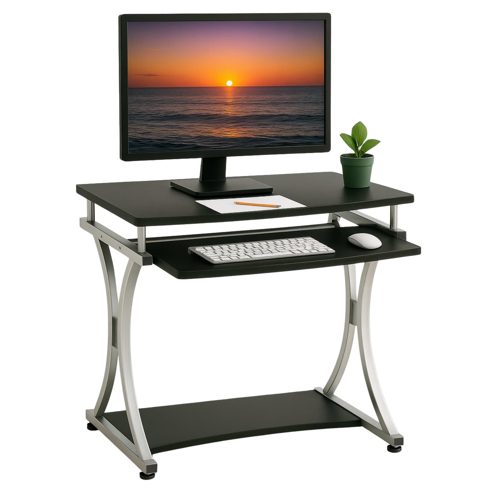 Scrivania per PC Compatta con Cassetto Estraibile Nero Grafite - Techly ICA-TB 328BK