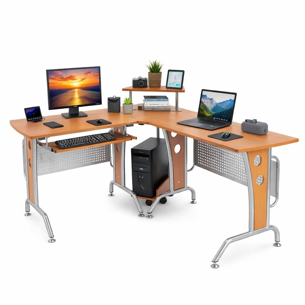 Scrivania per Computer Angolare in Ciliegio - Techly ICA-TB 3806A