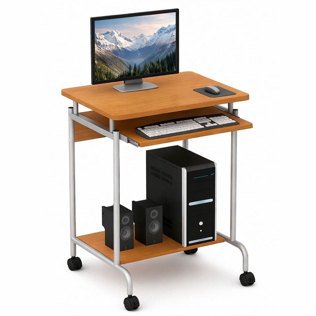 Scrivania mobile compatta per computer con ripiano tastiera scorrevole - Techly ICA-TB S005