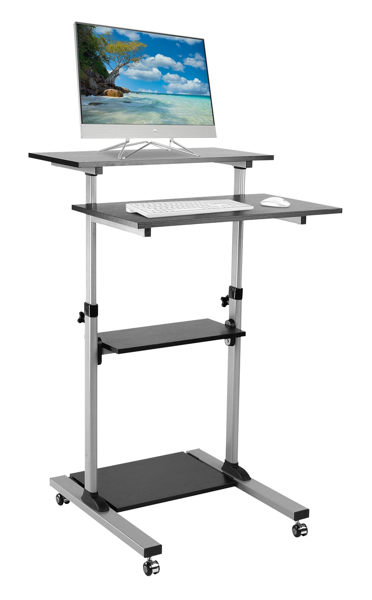 Postazione di Lavoro Carrello PC Laptop con Mensole Altezza Regolabile - Techly ICA-TB TPM-3