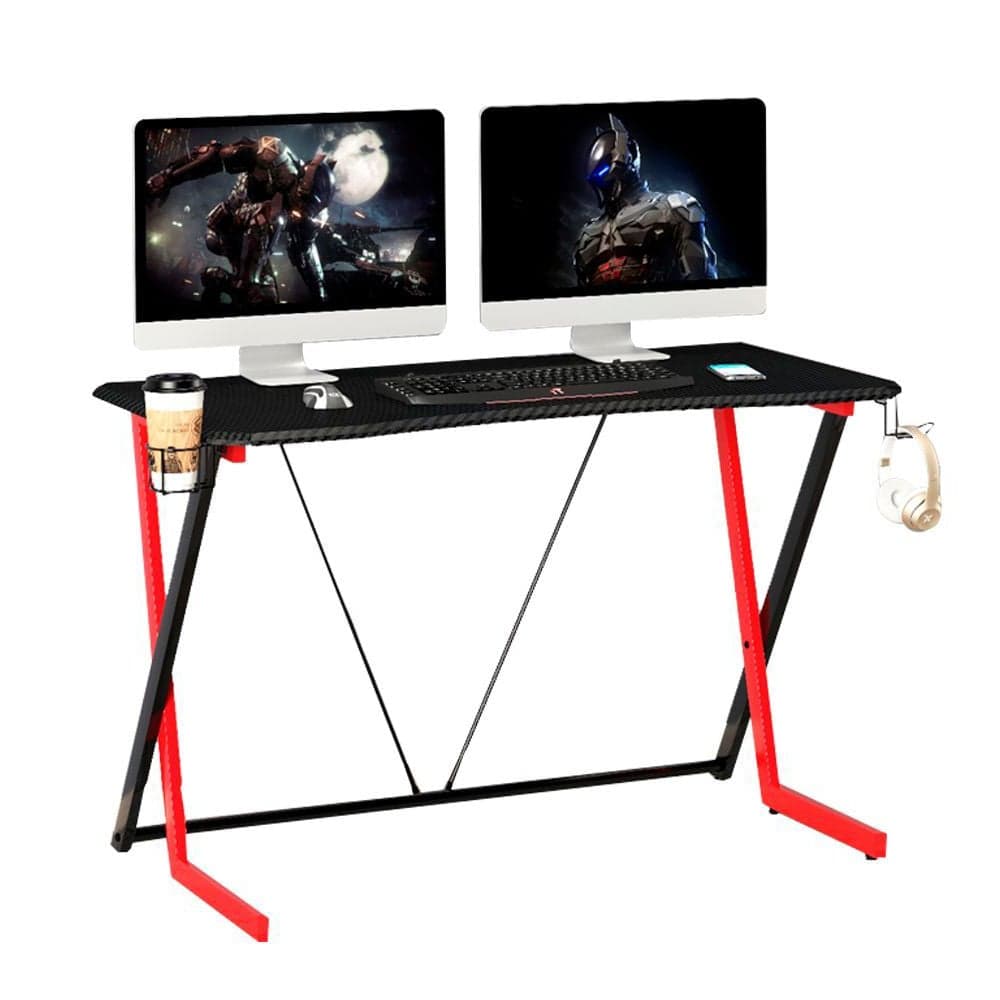 Scrivania Gaming Ergonomica con Porta Bicchiere e Cuffie - Techly ICA-TB-G003