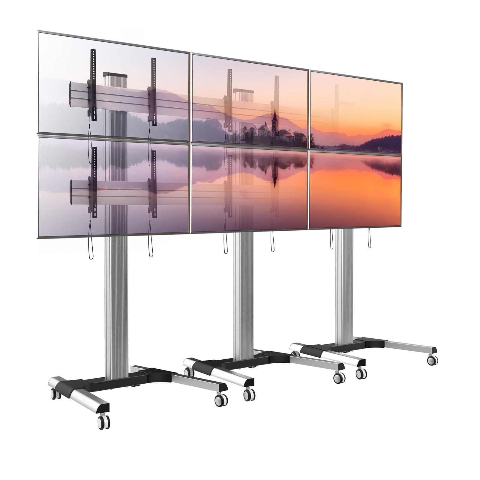 Supporto a Pavimento per 6 TV LCD/LED 22-55" per Video Wall - Techly ICA-TR6VW