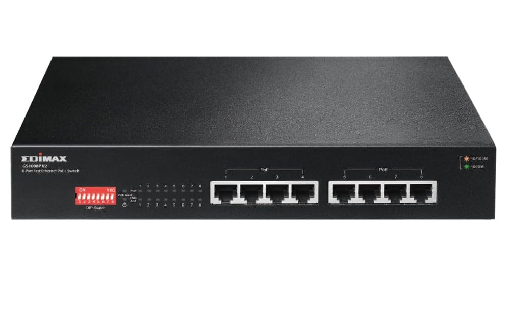 Switch PoE+ Gigabit 8 Porte Lungo Raggio DIP Switch - Edimax ICE-GS1008P