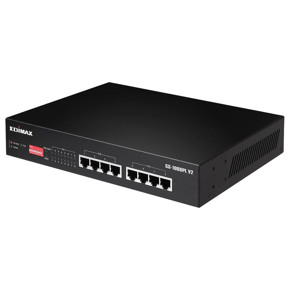 Switch PoE+ Gigabit 8 Porte Lungo Raggio DIP Switch - Edimax ICE-GS1008PL