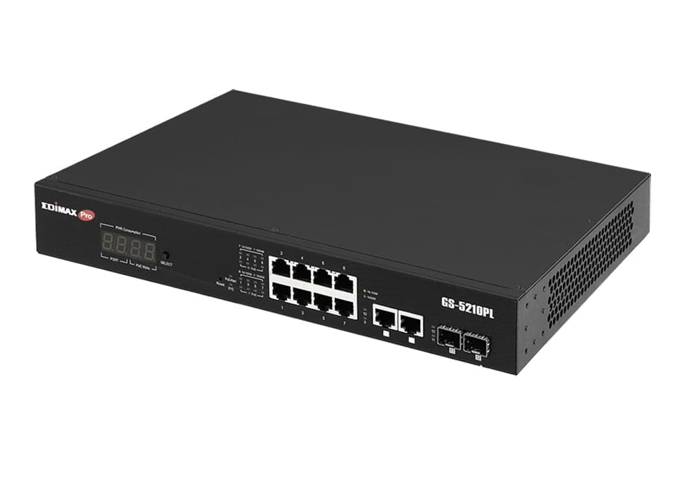 Smart Switch Web 12 Porte Gigabit PoE+ 2 SFP Lungo Raggio - Edimax ICE-GS5210PL