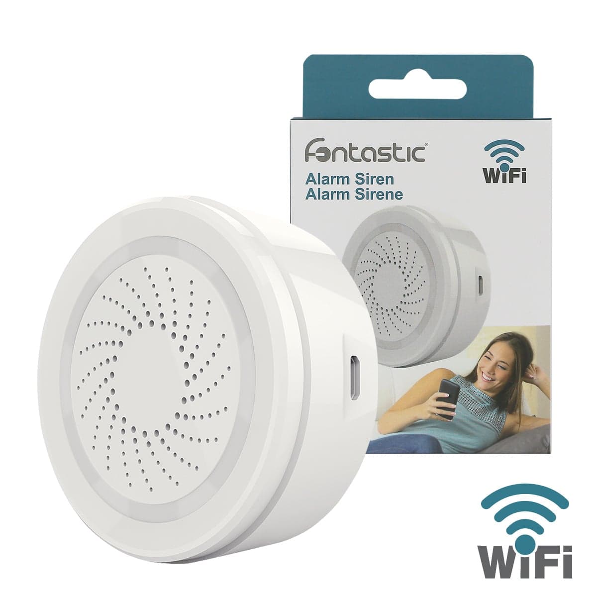 Sirena Allarme Smart Controllo Vocale Alexa Google Home Bianco - Fontastic ICFT-253973