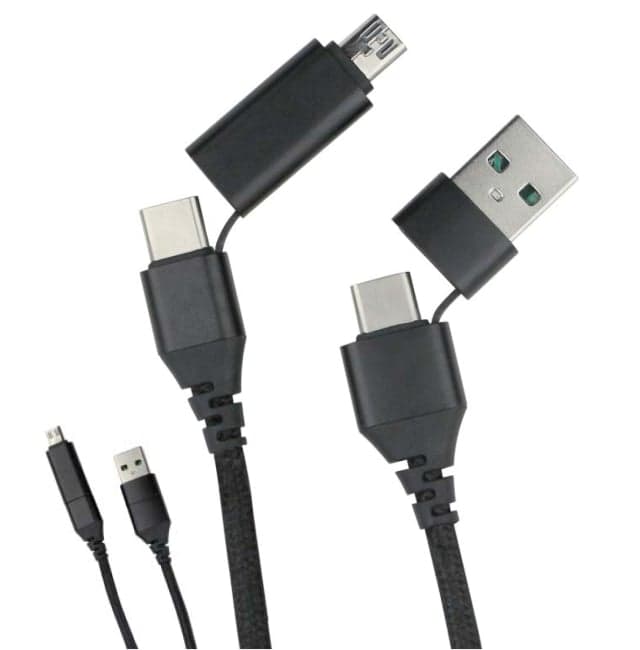 Cavo di Sincronizzazione e Ricarica USB-C USB-A e Micro USB 1.2m Nero - Fontastic ICFT-255175