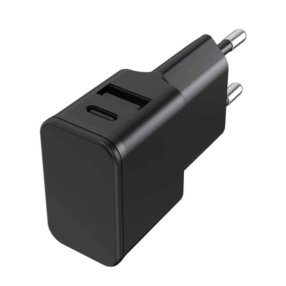 Caricatore Alimentatore USB-C e USB-A da Muro per Smartphone e Tablet Nero - Fontastic ICFT-262869