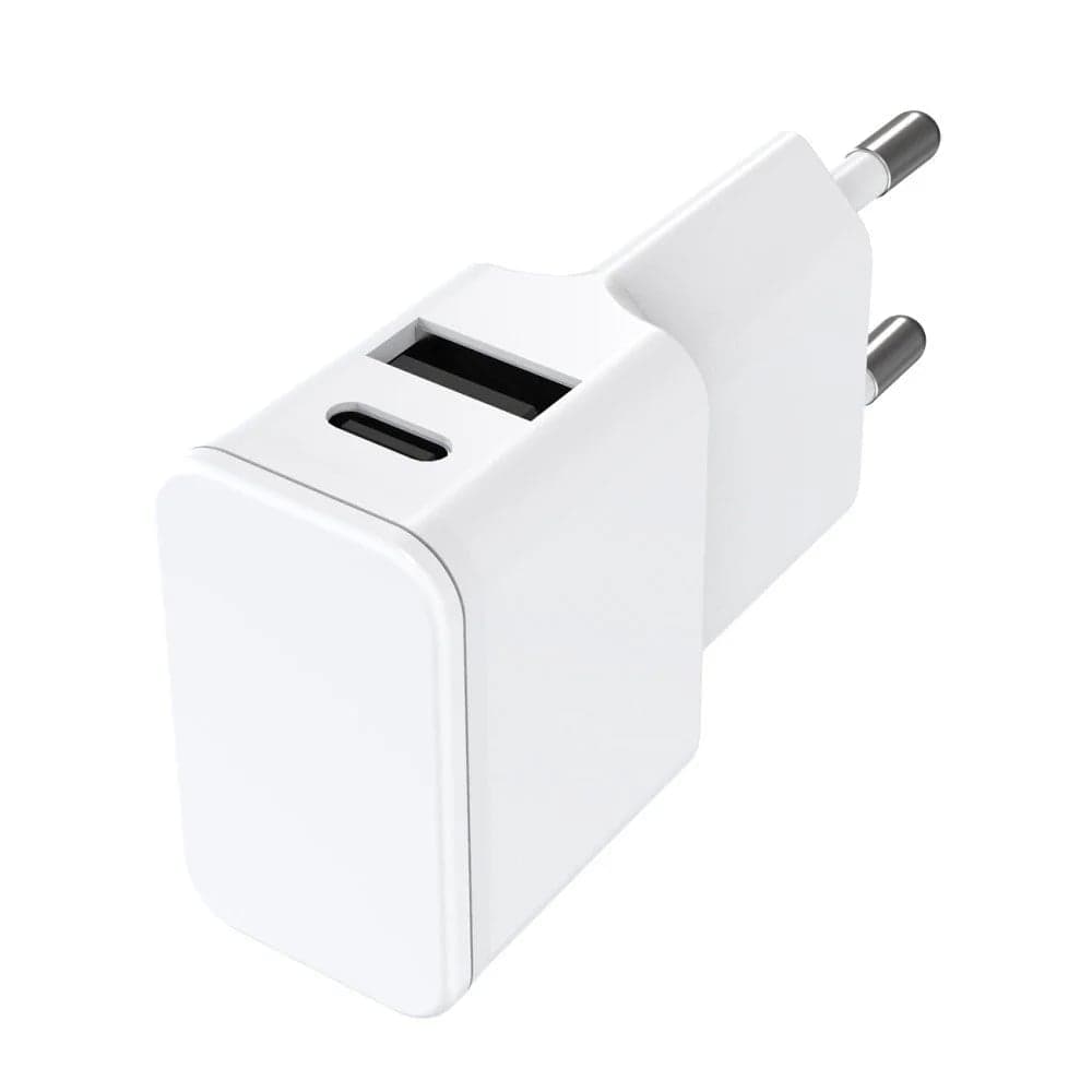 Caricatore Alimentatore USB-C e USB-A da Muro per Smartphone e Tablet Bianco - Fontastic ICFT-262876