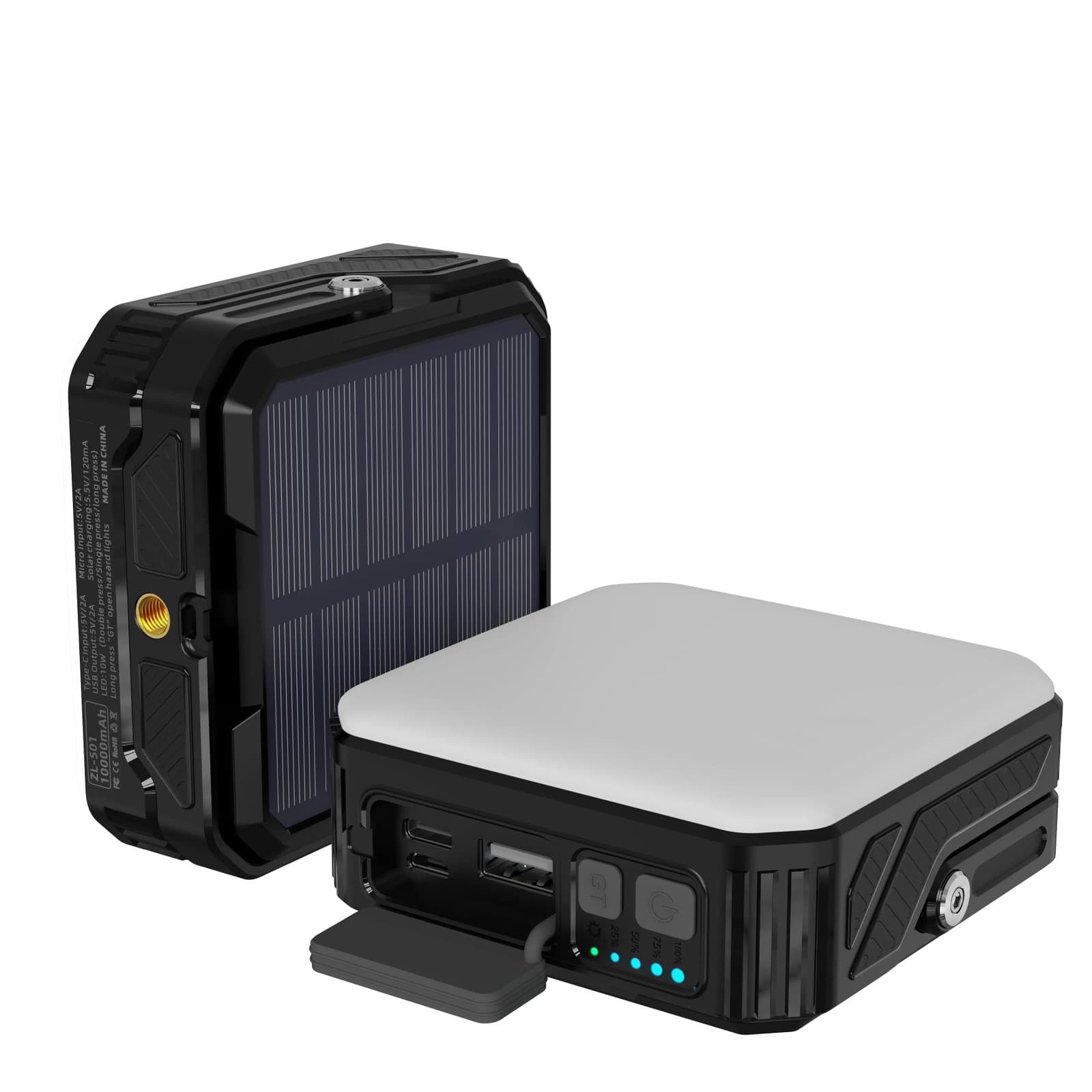 Power Bank Outdoor Solare 10000 mAh con Lampada LED IP65 2xUSB Nero - Fontastic ICFT-265501