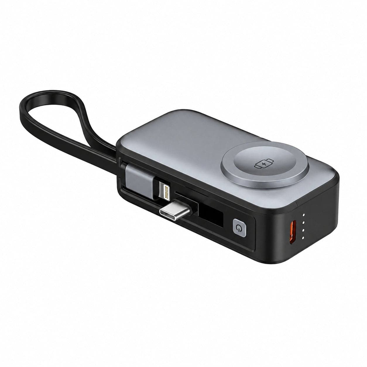 Mini Power Bank 3in1 5000 mAh 2 Porte USB-C Ricarica Wireless Nero - Fontastic ICFT-265518