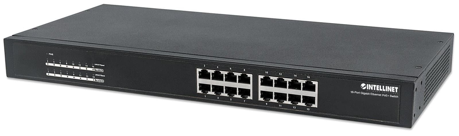 Switch Gigabit 16 Porte Ethernet PoE+ Nero - Intellinet ICNSP016
