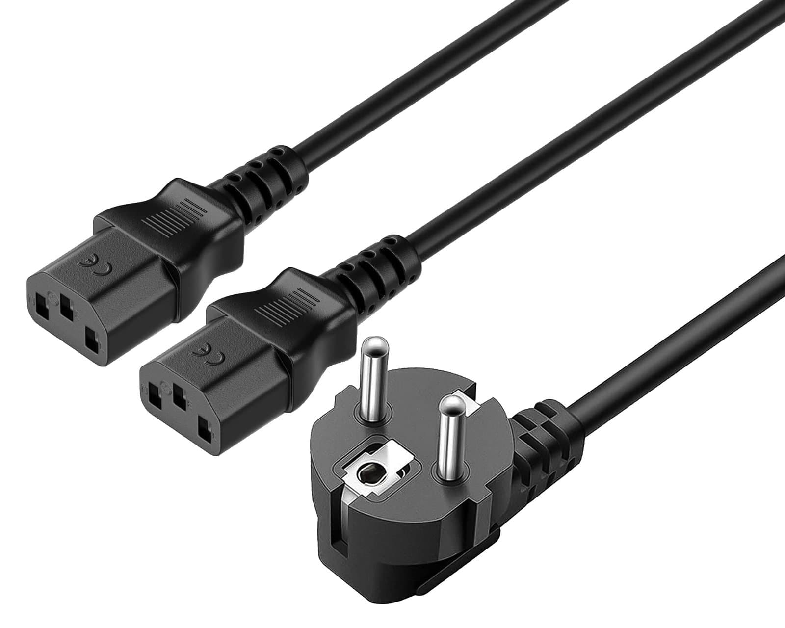 Cavo alimentazione Schuko 10A a sdoppiato con 2 C13, 1,8m nero - Manhattan ICOC 01-NC-B/Y