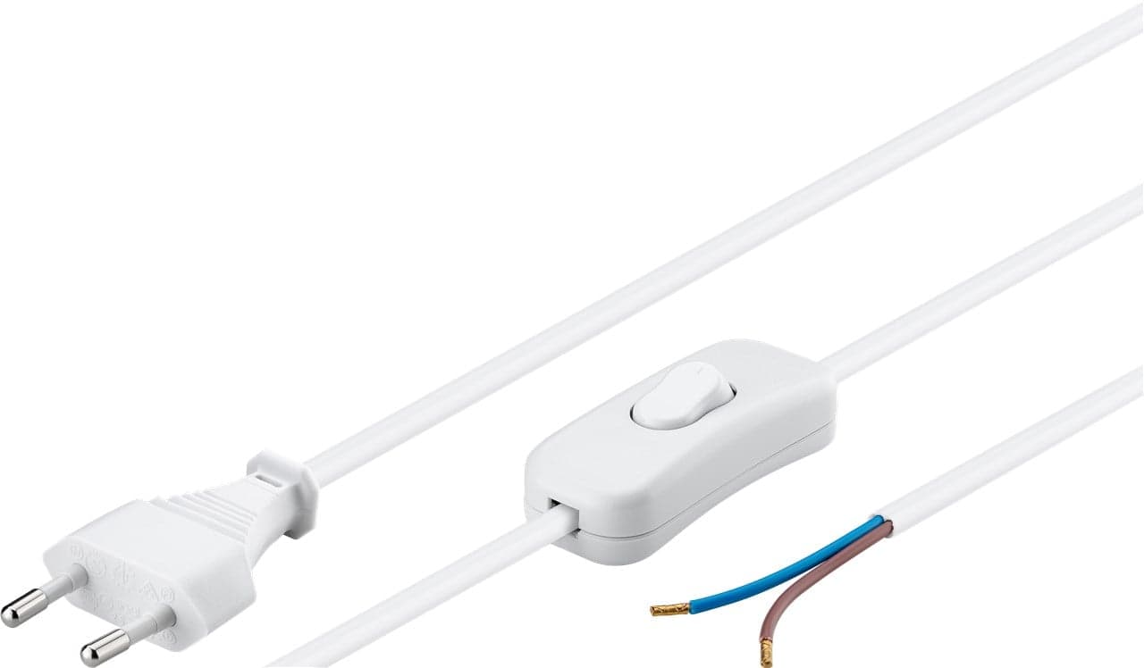 Cavo Alimentazione Spina Euro/Aperto con Interruttore 1,5m Bianco - Goobay ICOC 02-NC/SA-WH