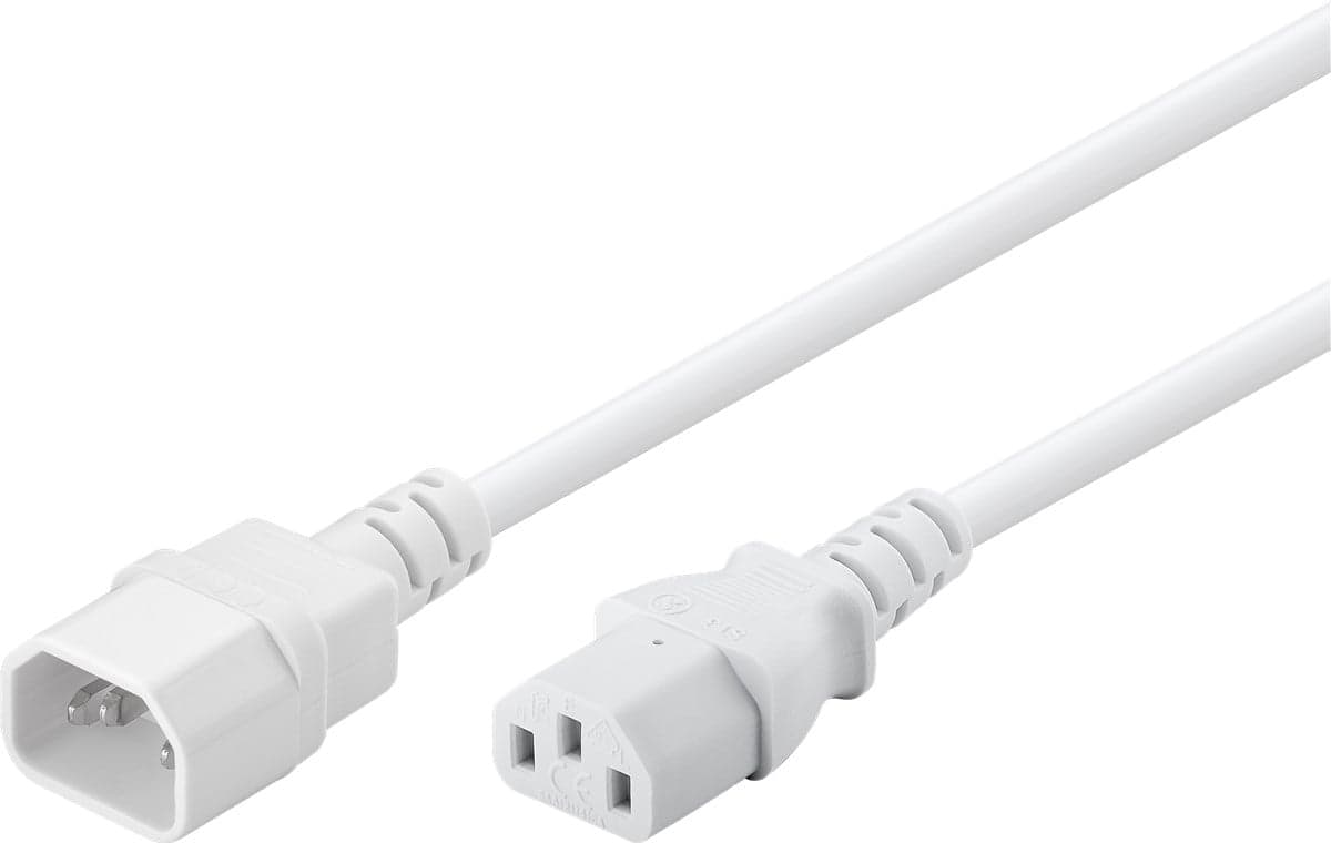 Cavo Prolunga VDE C13 Femmina a C14 Maschio 1m Bianco - Goobay ICOC 03-NC-01WH