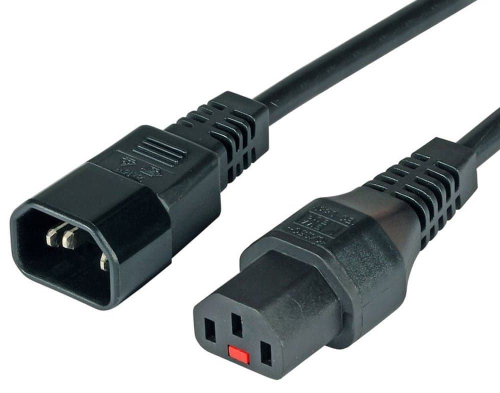 Cavo Prolunga C14 180° a C13 180° con Blocco IEC 2m - ICOC 03-NC-2-LOCK