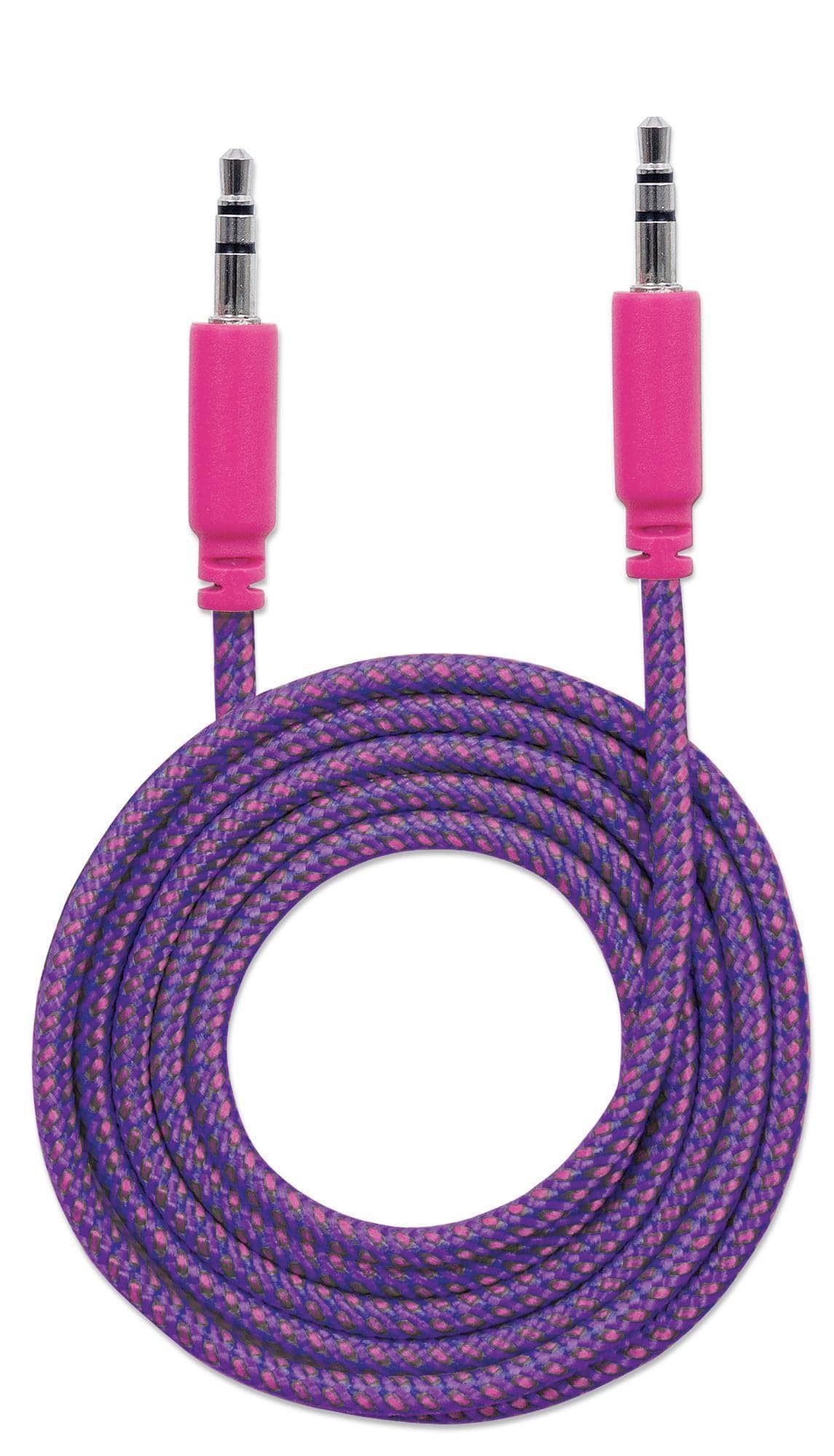 Cavo Audio 3.5mm Stereo Maschio-Maschio 1m Guaina Intrecciata Viola - Manhattan ICOC 03-SB-PPRB