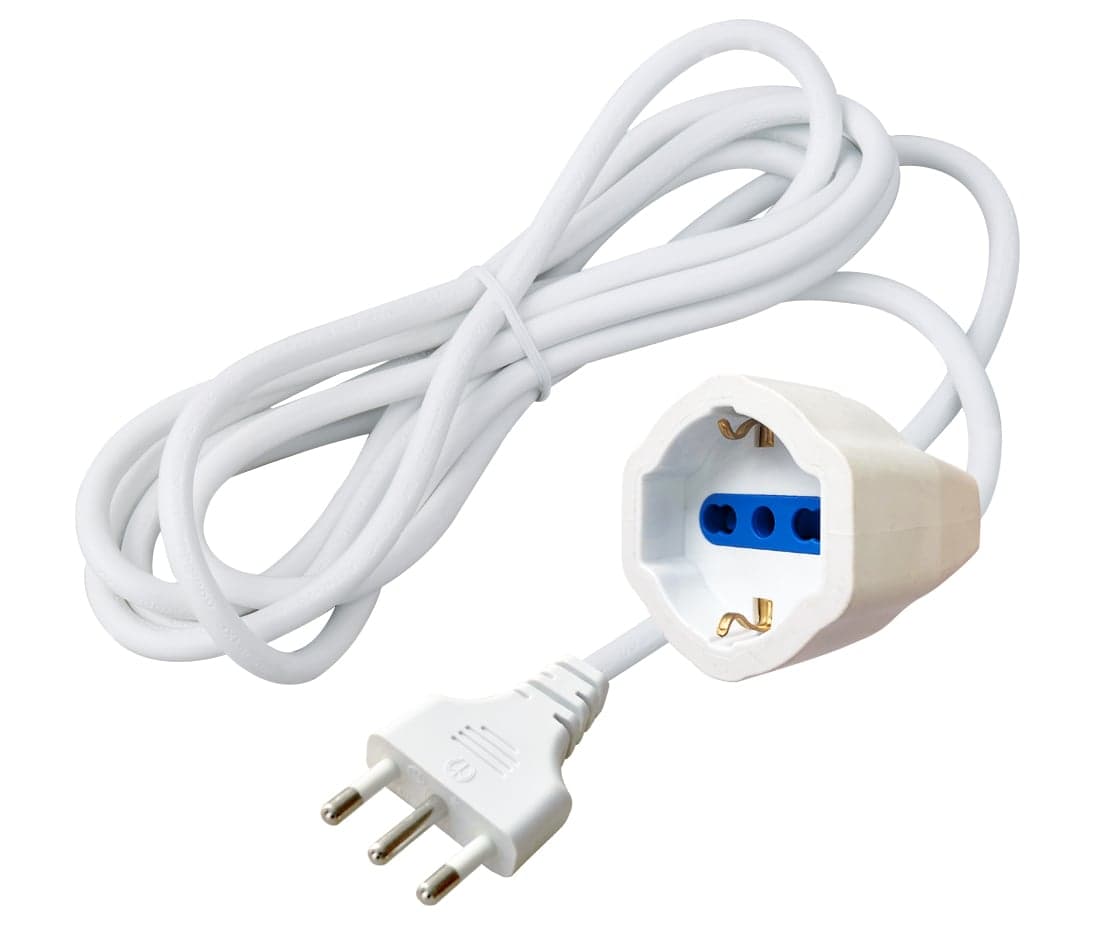 Cavo Prolunga Alimentazione Italiana 16A Maschio / Schuko Femmina 3m Bianco - Techly ICOC 03I-NC-030-W