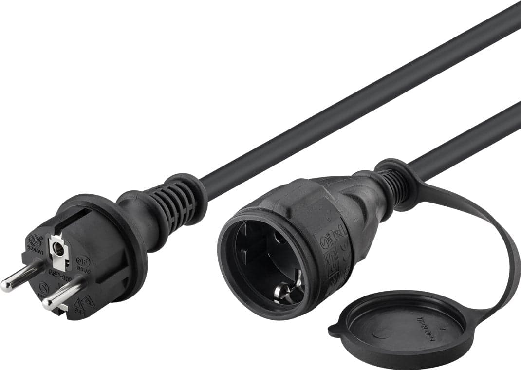 Cavo Alimentazione Schuko Maschio/Femmina da Esterno 10m Nero - Goobay ICOC 069-NC-100