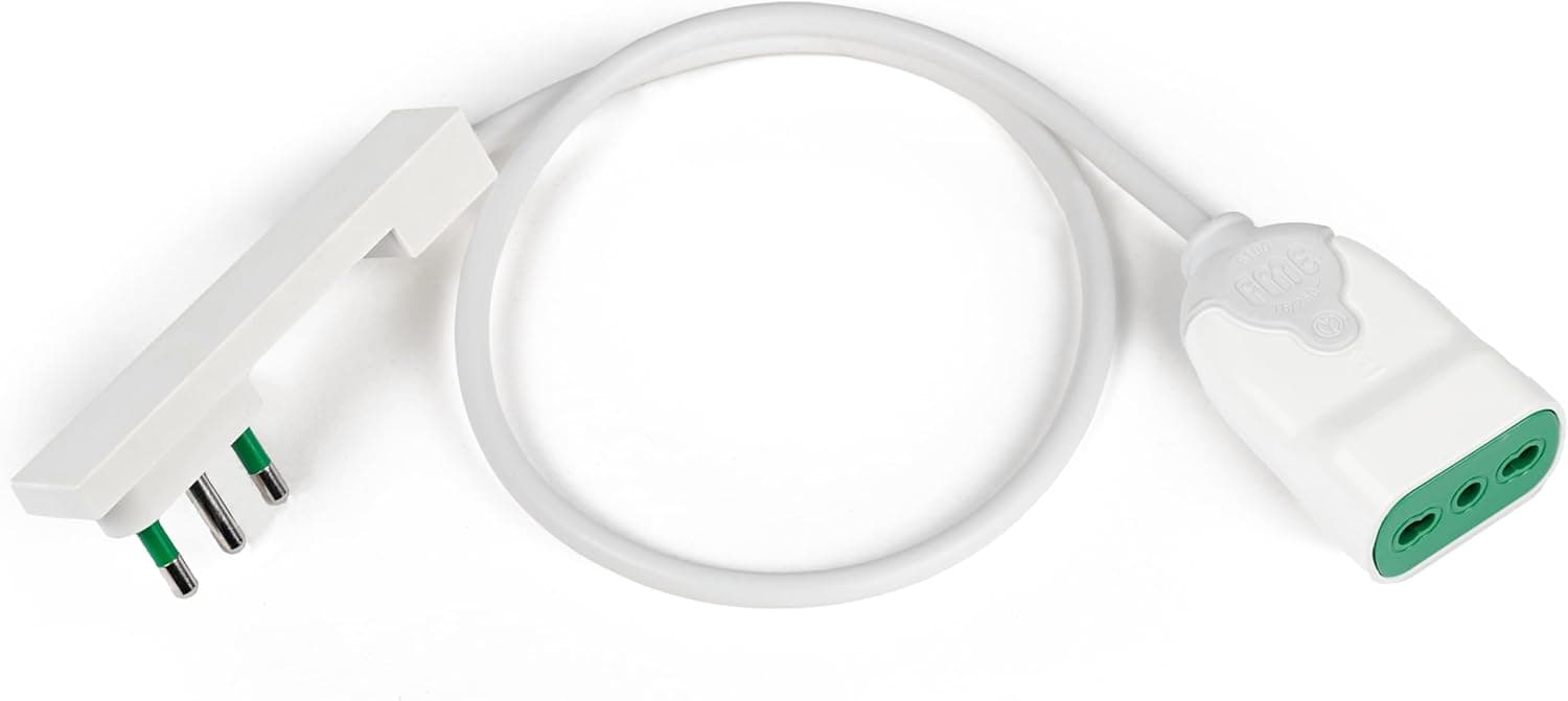 Cavo Alimentazione Spina Italiana Salvaspazio Ultrapiatta 2P+T 16A 0,5m Bianco - FME ICOC 92-NC-005