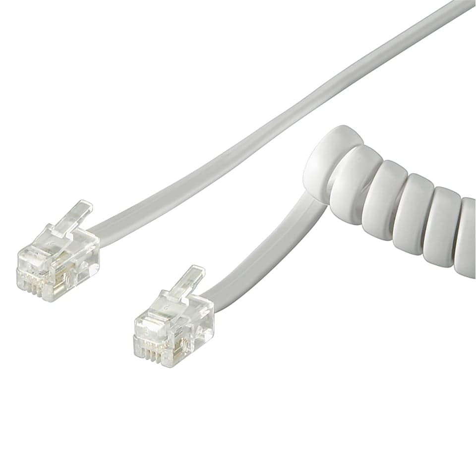 Cavo Telefonico Spiralato per Cornetta 2m RJ10 4P4C Bianco - Goobay ICOC MD-44-02SWG