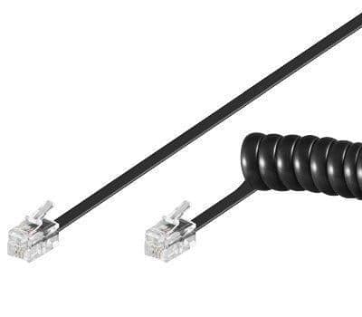 Cavo Telefonico Spiralato per Cornetta 4m RJ10 4P4C Nero - Intellinet ICOC MD-44-04SBK