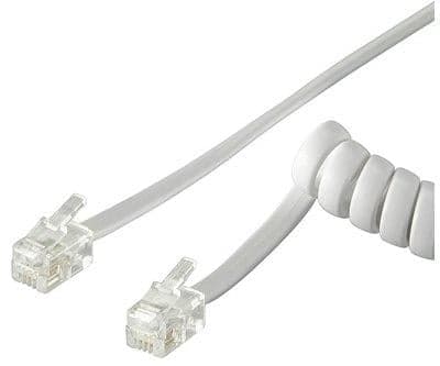 Cavo Telefonico Spiralato per Cornetta 4m RJ10 4P4C Bianco - Intellinet ICOC MD-44-04SW
