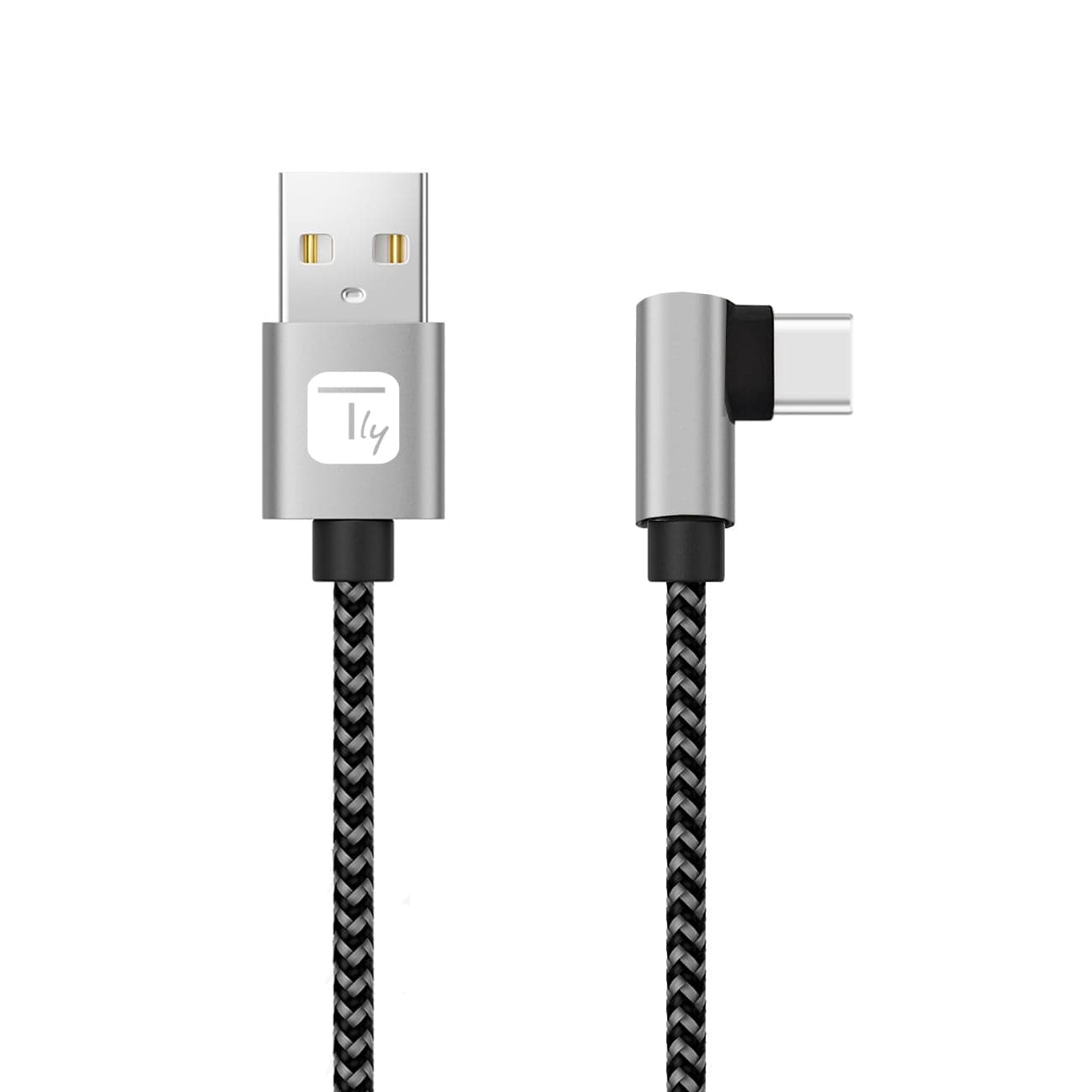 Cavo USB-A Maschio 2.0 a USB-C Maschio Angolato 3A 0,5m Alluminio - Techly ICOC MU2AC9-005-AL