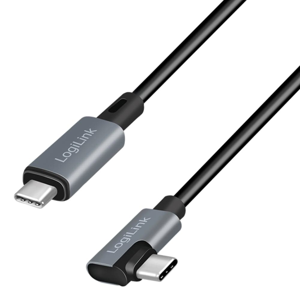 Cavo HighSpeed E-mark PD USB-C Maschio Angolato/USB-C Maschio Dritto 3m Nero - Logilink ICOC MU2AC9-100W3