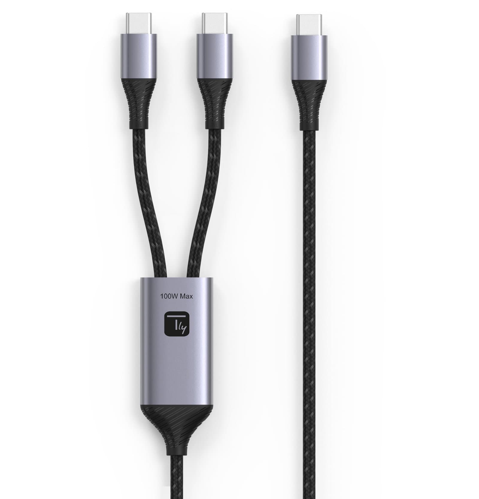Cavo Sdoppiatore USB-C a 2 USB-C 100W 1,5m - Techly ICOC MU2C-2C100W