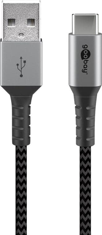 Cavo USB-C a USB A Connettori in Metallo e Rivestimento Tessuto 0,5m - Goobay ICOC MU3CA-005-TS