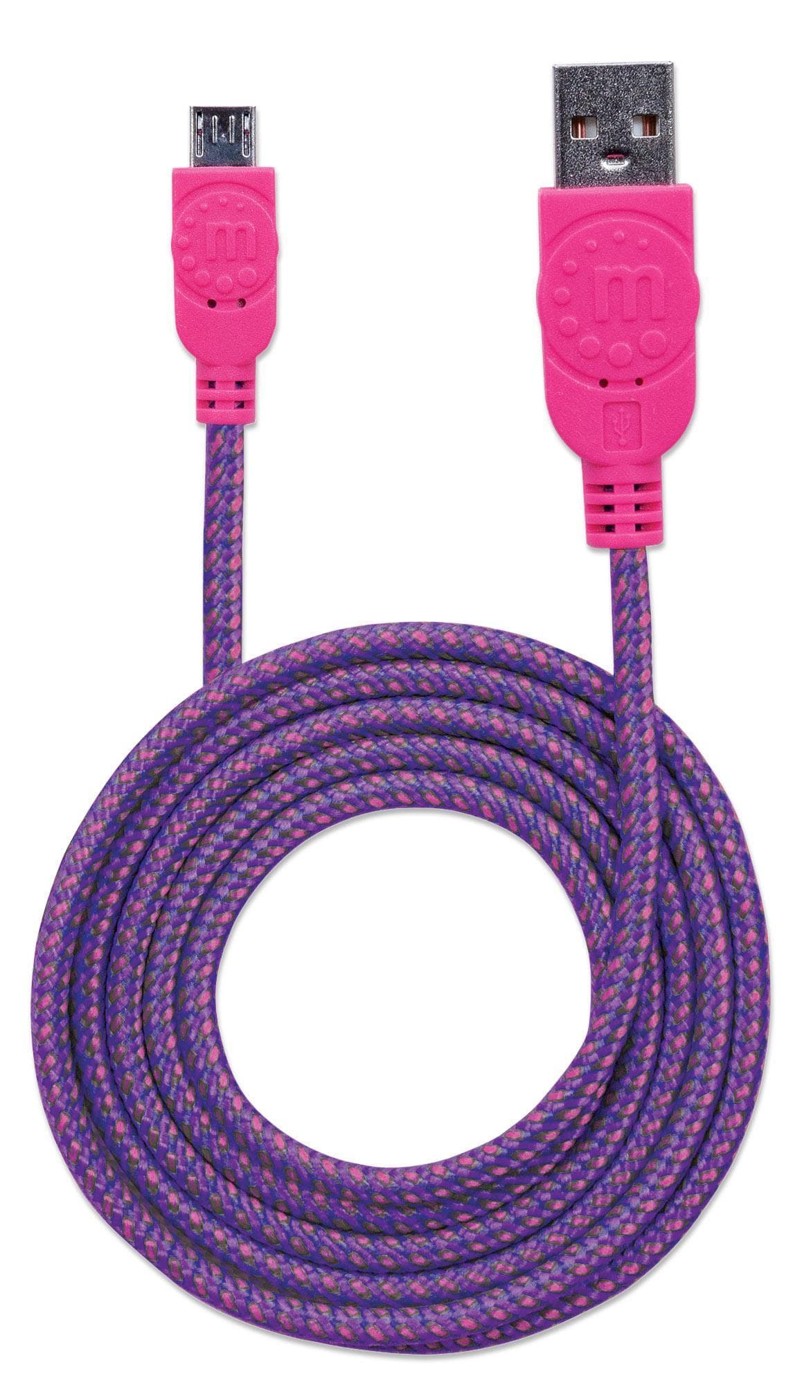 Cavo Micro USB Guaina Intrecciata 1.8m Viola/Fucsia - Manhattan ICOC MUSB-A-018BPP