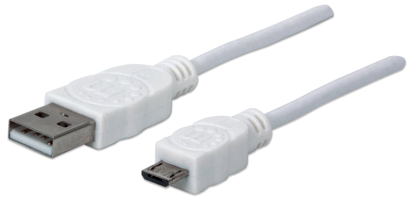 Cavo USB 2.0 A Maschio a Micro B Maschio 1,8m Bianco - Manhattan ICOC MUSB-A-018W