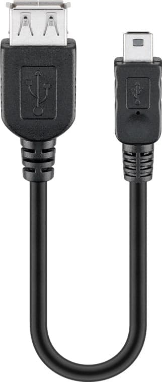 Cavo adattatore USB 2.0 A femmina/mini B maschio 0,2m nero - Goobay ICOC MUSB-AF-002