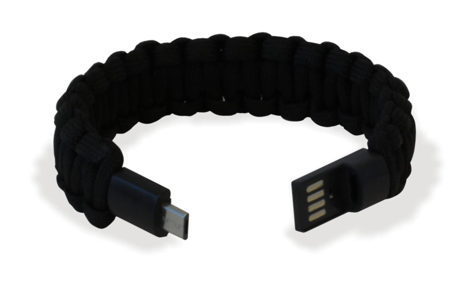 Bracciale Paracord con Micro USB Nero - Manhattan ICOC MUSB-BRACBK