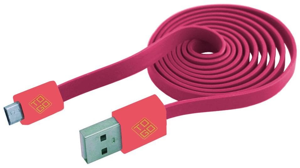 Cavo Flat USB AM a Micro USB M 1m Rosa/Corallo - Bluediamond TO GO ICOC MUSB-FLP