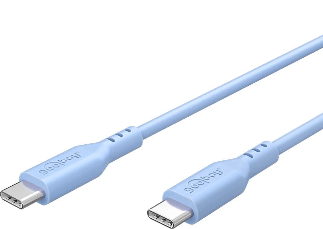 Cavo USB-C Maschio/Maschio USB 2.0 in Silicone 1,5m Azzurro - Goobay ICOC MUSB20-C615SB