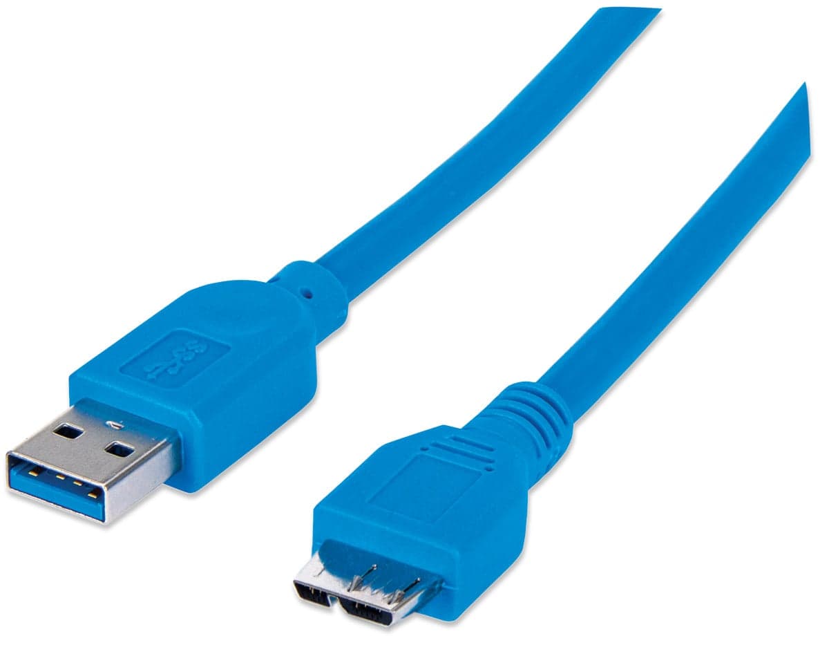 Cavo USB 3.2 Gen 1 SuperSpeed A/Micro B 1m Blu in Blister - Manhattan ICOC MUSB3-A-010RB