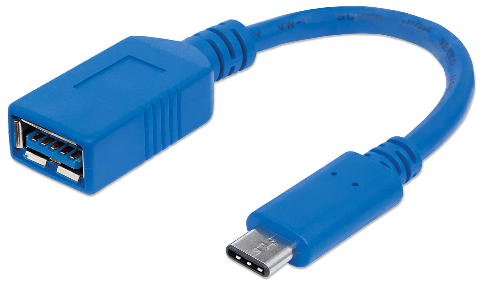 Cavo USB-C Maschio a USB-A Femmina 15cm Blu - Manhattan ICOC MUSB31-CMAF02