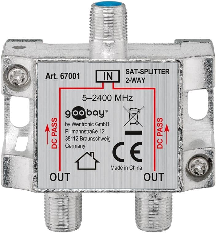 Splitter 2 vie per Satellite 100 dB, 1750 MHz - Goobay ICOC SAT-SPL2