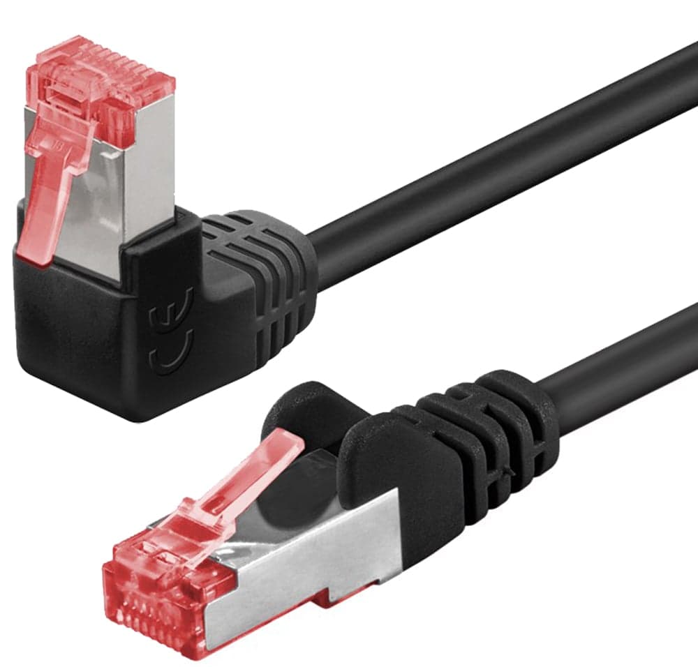 Cavo di Rete Patch Cat6 S/FTP Angolato 90° 0,25m Nero - Goobay ICOC SF6-0025-BKA