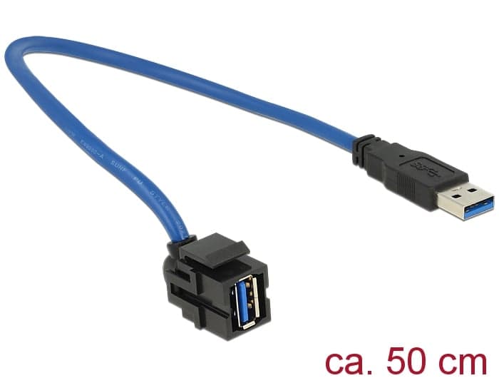 Modulo Keystone USB 3.0 A Maschio/Femmina 250° con Cavo 50cm - Delock ICOC U-AB-005-KEY