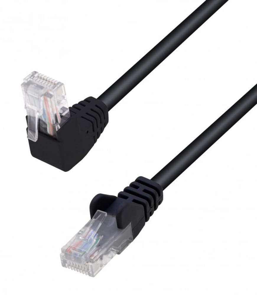 Cavo di rete patch Cat.5e CCA UTP connettore angolato 90° 0,25m nero - Techly Professional ICOC U5EB-0025-BLTY